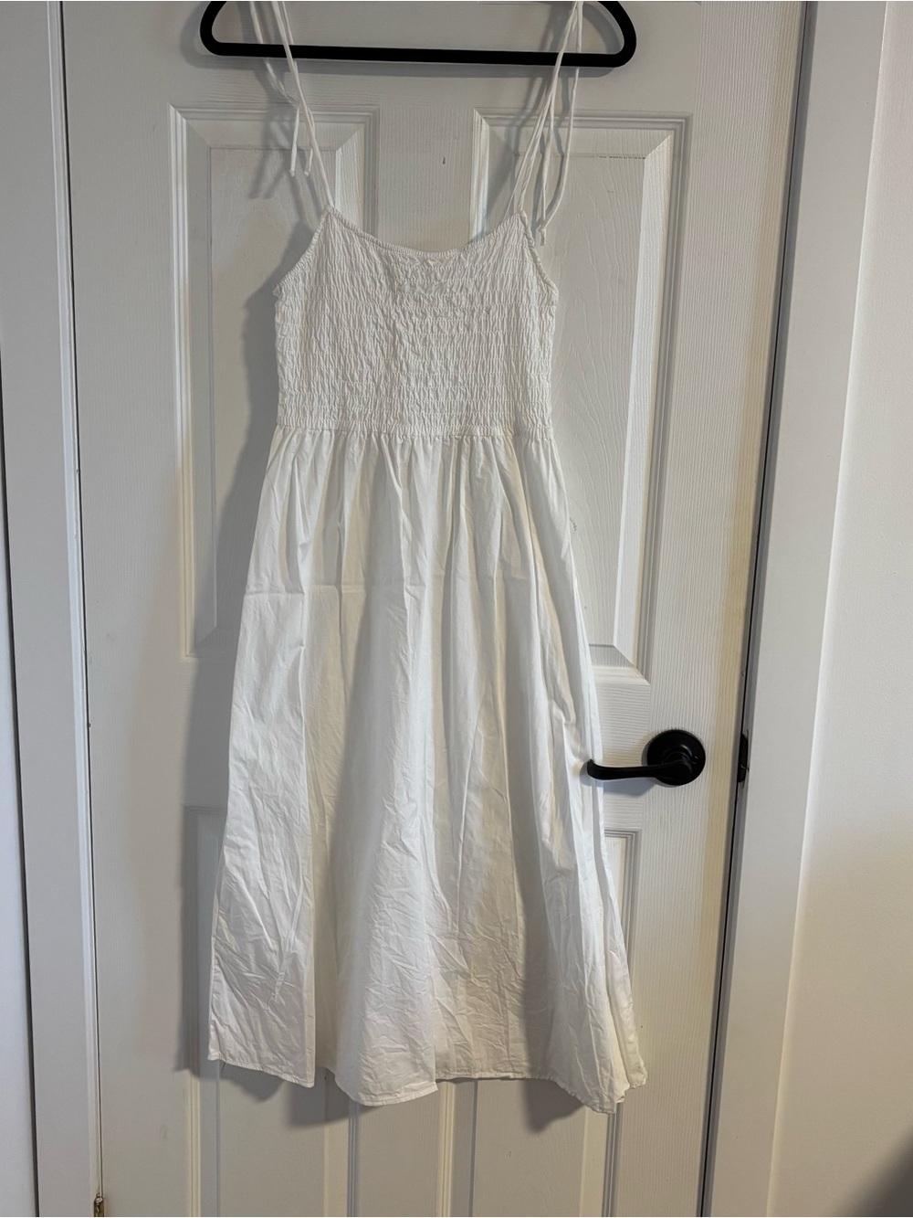H&M White Smocked Bodice Midi Sundress